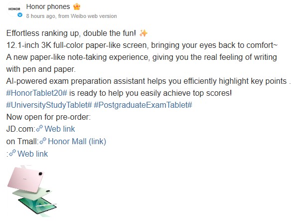Honor Pad 20 - Hình ảnh hấp dẫn