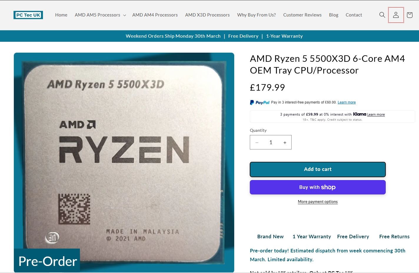AMD Ryzen 5 5500X3D bất ngờ lên kệ tại Anh Quốc qua một cửa hàng duy nhất, giá khoảng 6,3 triệu đồng- Ảnh 2.