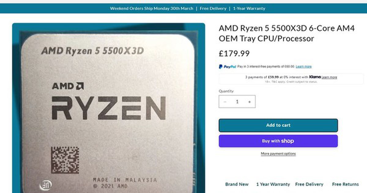 Sự Xuất Hiện Đáng Chú Ý Của AMD Ryzen 5 5500X3D Tại Thị Trường Anh Quốc