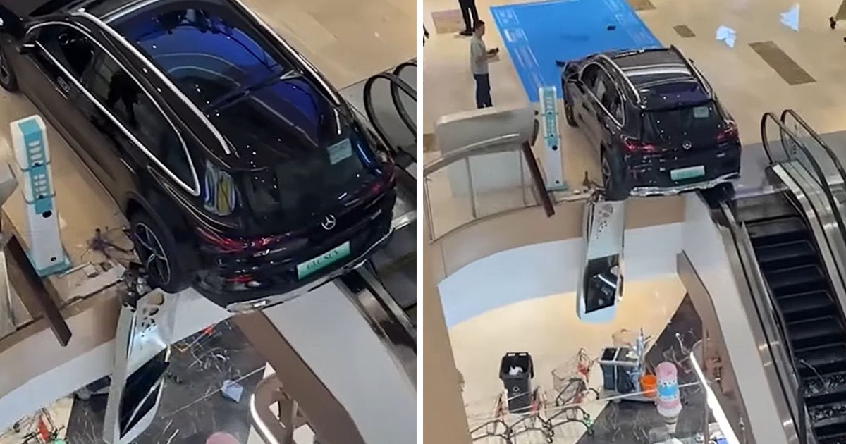 Sự Cố Đáng Chú Ý Tại Trung Tâm Thương Mại: Chiếc Mercedes Bất Ngờ Lao Xuống Tầng Dưới