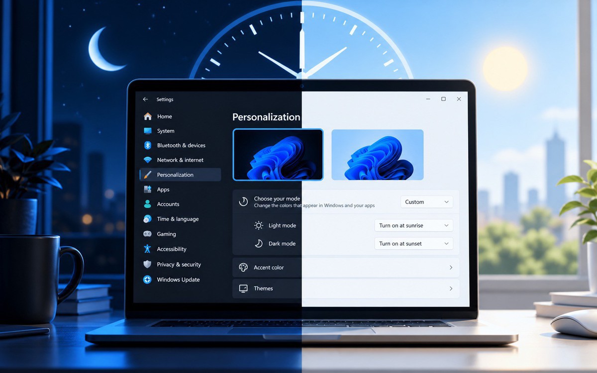 Windows 11 sắp nhận tính năng Auto Dark Mode: chuyển giao diện theo giờ và vị trí